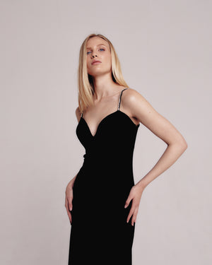 Black Long Ruffle Dress