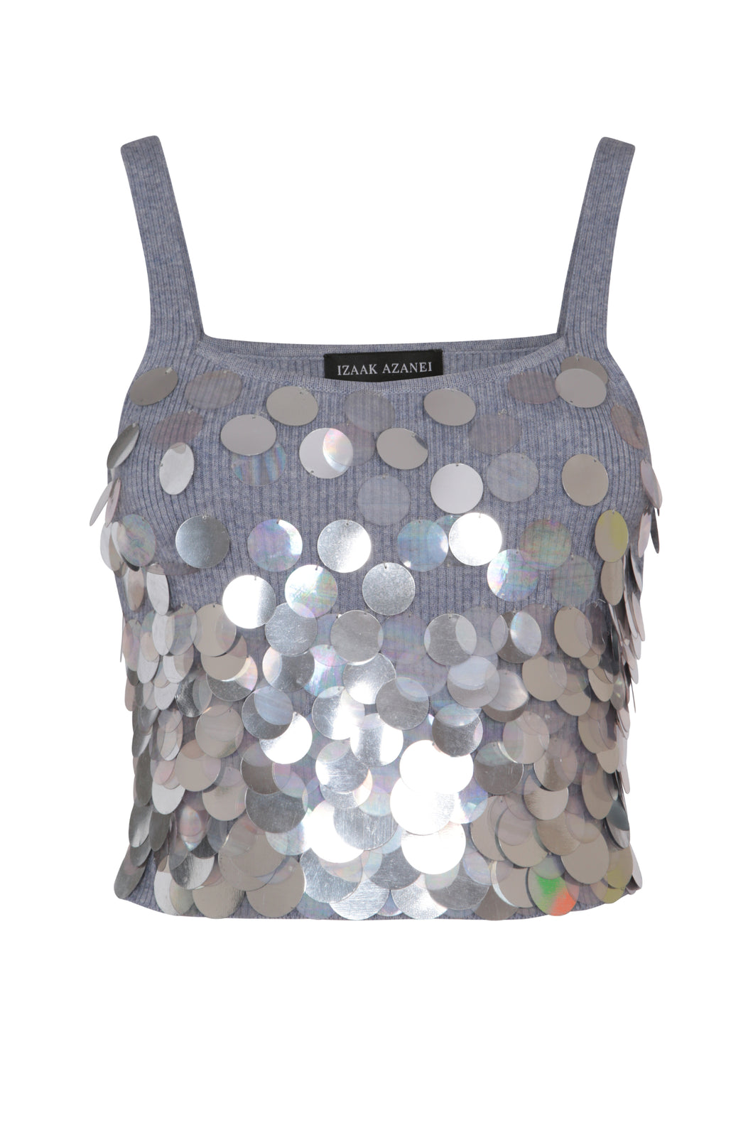 Grey Sequined Cropped Top