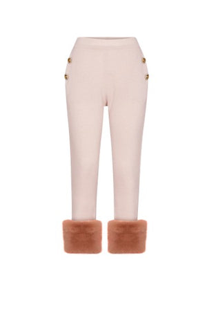 Cream Faux Trim Pants