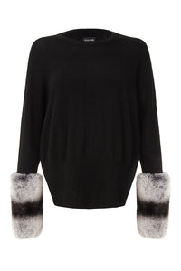 Black Chinchilla Cuff Sweater