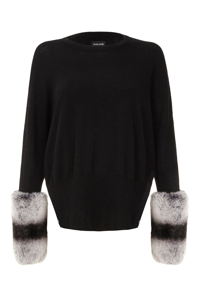 Black Chinchilla Cuff Sweater