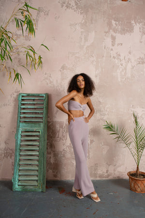 Rose Embellished Flared Pants