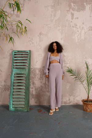 Rose Embellished Flared Pants