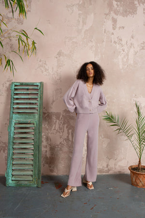 Rose Embellished Flared Pants