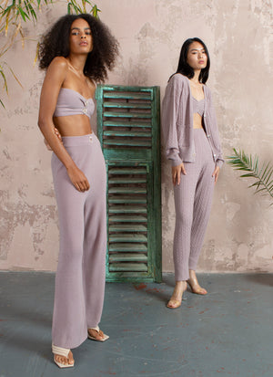 Rose Embellished Flared Pants