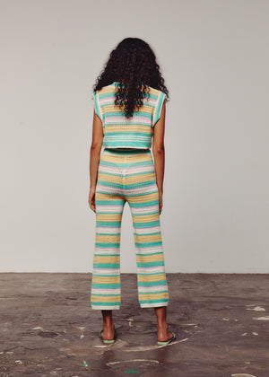 Cream, Green, Yellow & Pink Crochet Pants