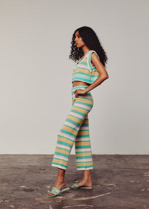 Cream, Green, Yellow & Pink Crochet Pants