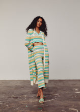 Load image into Gallery viewer, Cream, Green, Yellow &amp; Pink Long Crochet Cardigan
