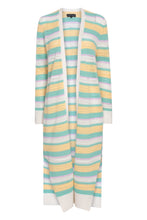 Load image into Gallery viewer, Cream, Green, Yellow &amp; Pink Long Crochet Cardigan
