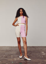 Load image into Gallery viewer, Cream &amp; Pink Colour Block Crop top
