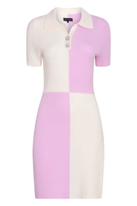 Cream & Pink Colour Block Knit Dress