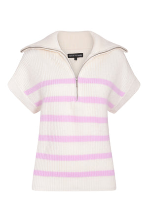 Cream & Pink Sleeveless Sweatshirt
