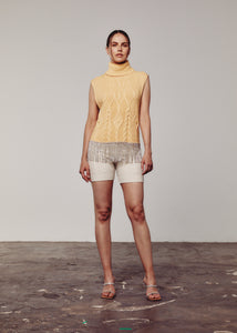 Cream Cable Knit Biker Shorts