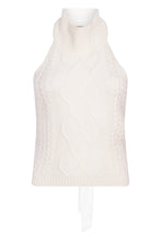 Load image into Gallery viewer, Cream Cable Knit Tie Back Halter Neck Top
