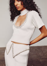 Load image into Gallery viewer, Cream Ribbed Embellished Top

