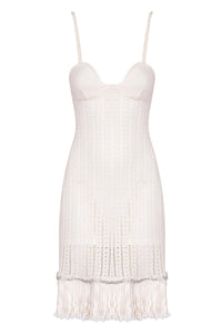 Cream Crochet Embellished Dress