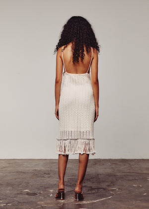 Cream Crochet Embellished Dress