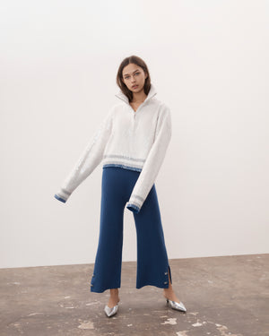 White Sequin Zip Jumper
