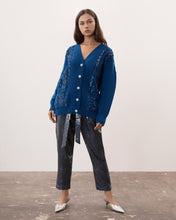 Load image into Gallery viewer, Blue Sequin Embellished Cable Cardigan

