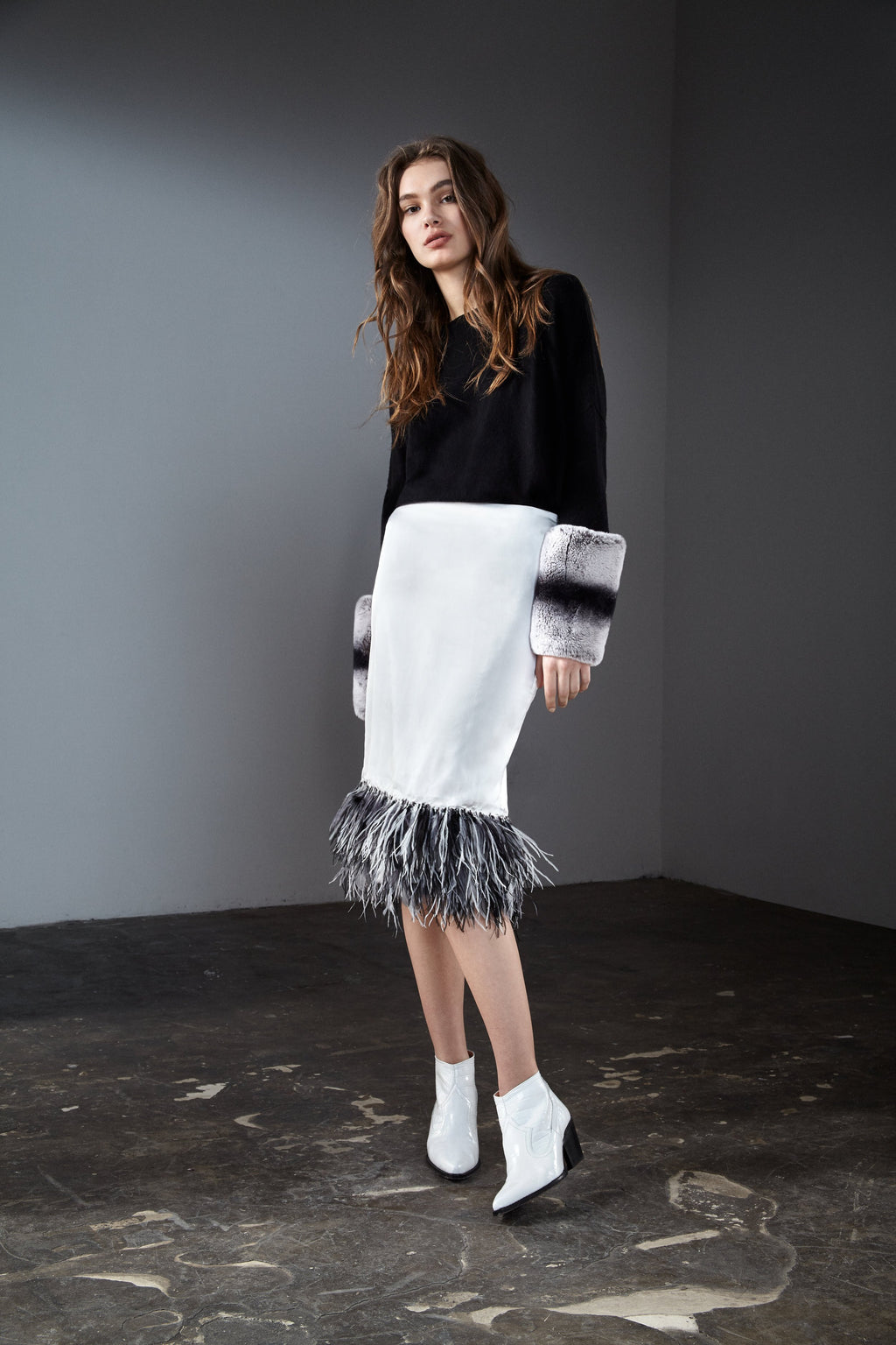 Black Chinchilla Cuff Sweater