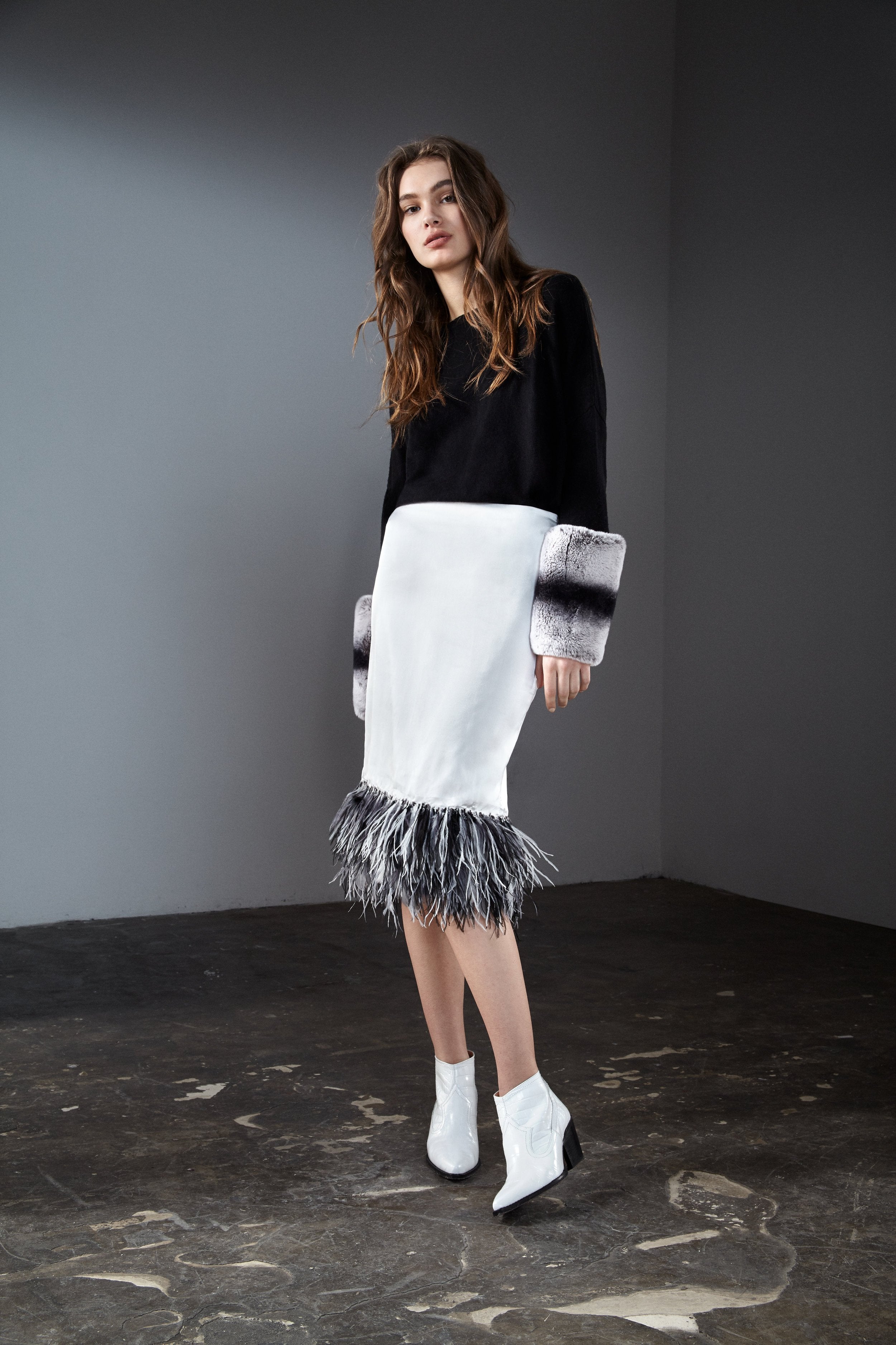 Black Chinchilla Cuff Sweater