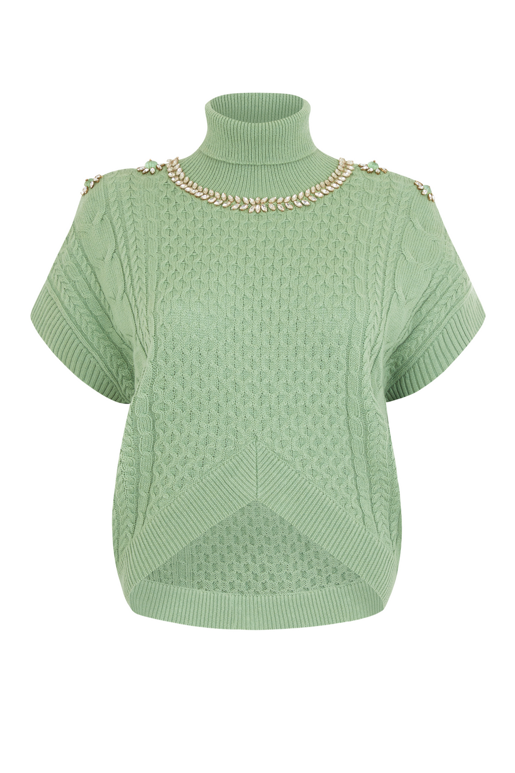 Embellished Cable Cropped Blouse