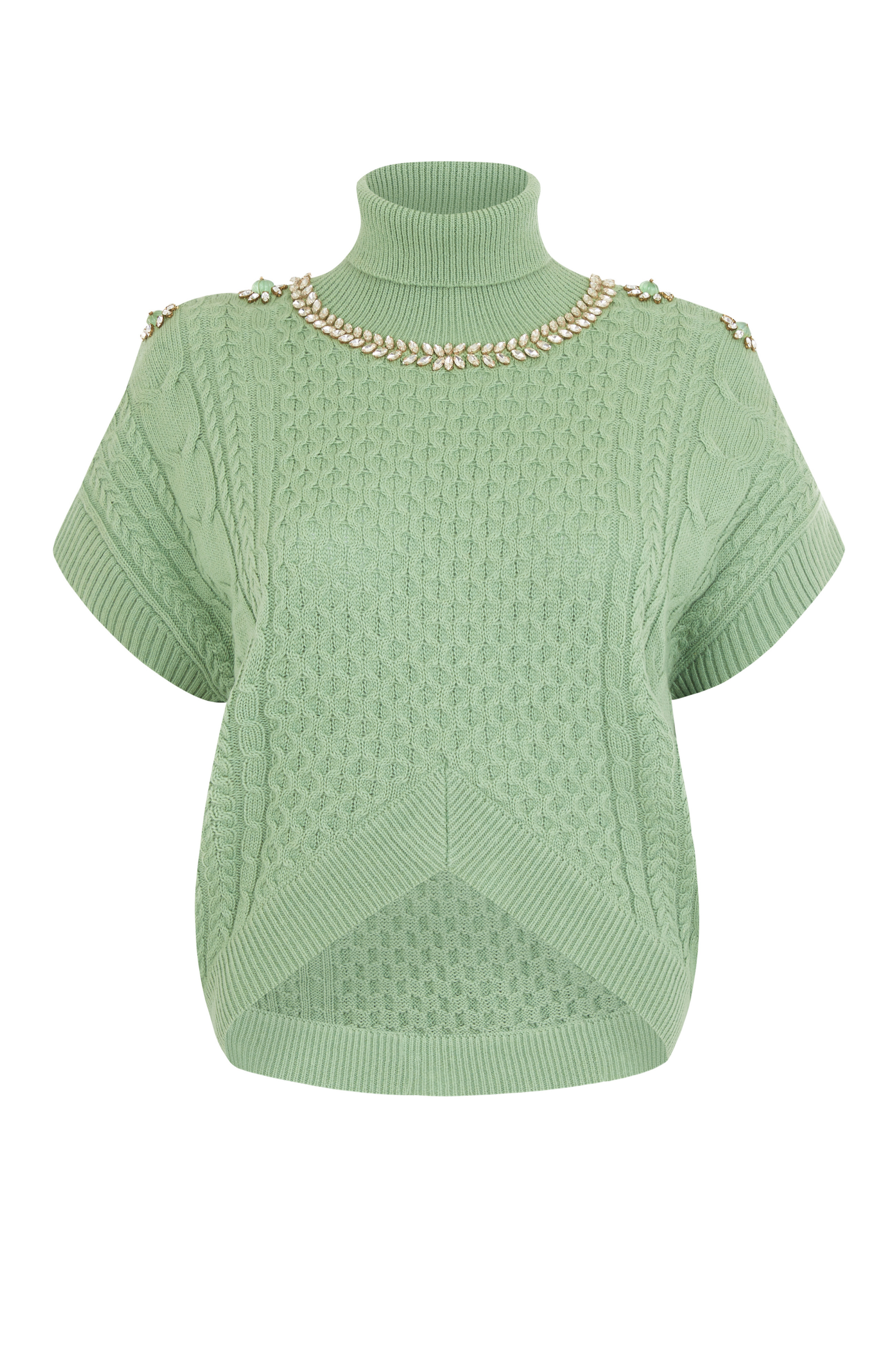 Embellished Cable Cropped Blouse