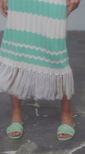 Load and play video in Gallery viewer, Cream &amp; Green Colour Block Fringe Dress
