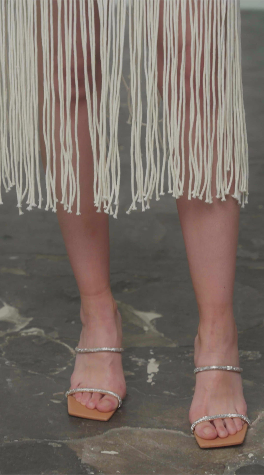 Cream Macrame Embellished Dress