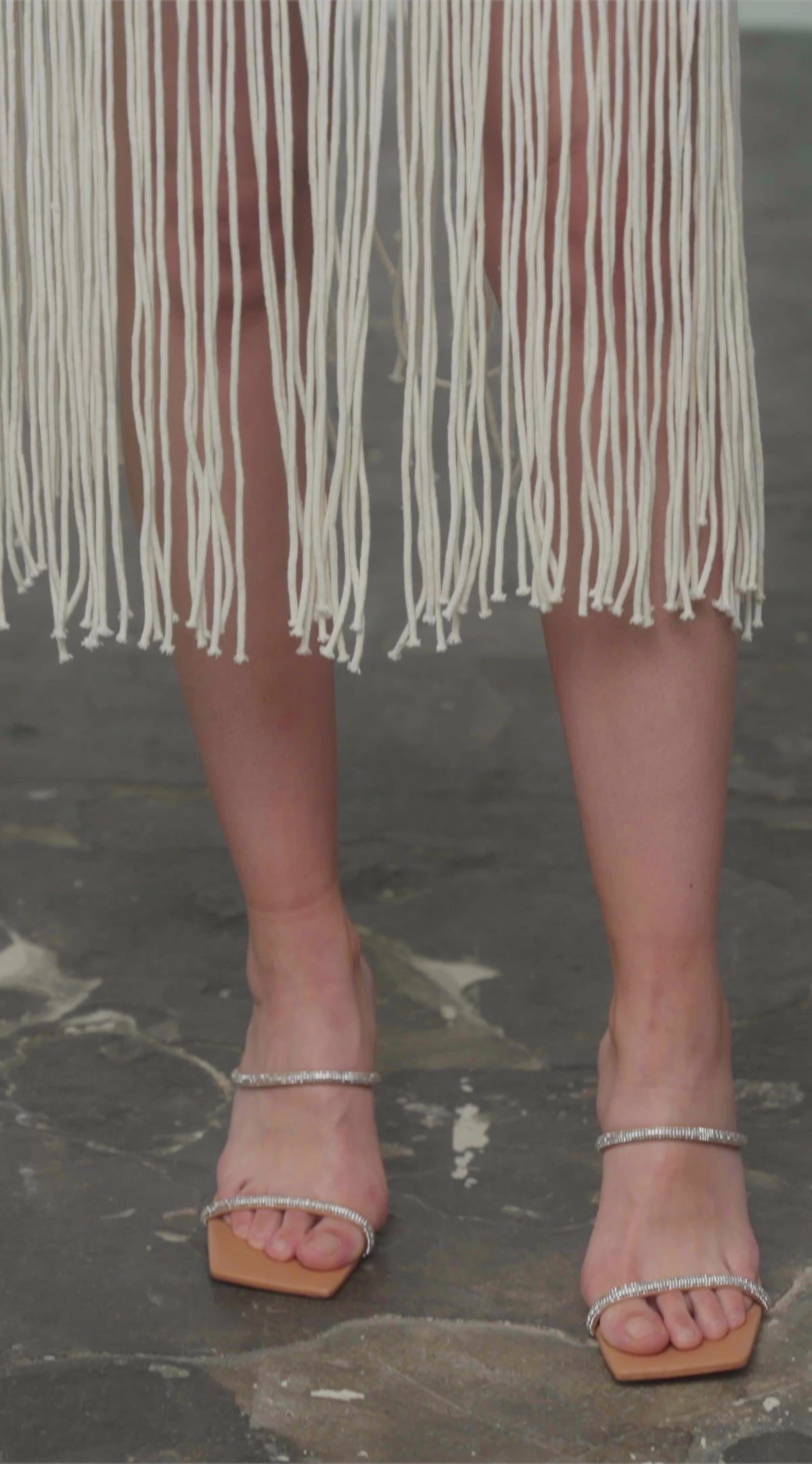 Cream Macrame Embellished Dress