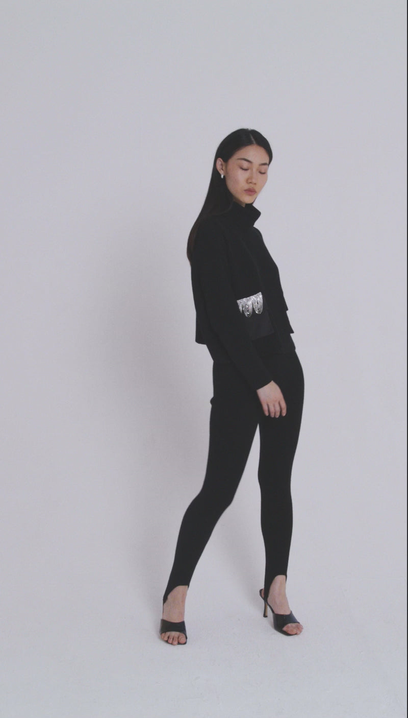 Black Embellished Pocket Sweater
