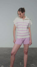 Load and play video in Gallery viewer, Cream &amp; Pink Sleeveless Sweatshirt
